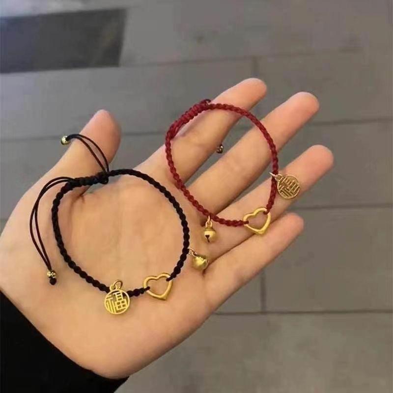 Love Fu Brand Bell Hand-woven Hand Rope Men and Women Couple Bracelet Simple Temperament Jewelry