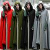 Autumn Winter Gothic Trendy Maxi Hooded Wool Cloak Cardigan Coat Maxi Cashmere Hoodie Long Cape Costume Cosplay Outerwear