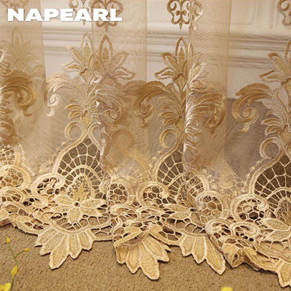 1 шт. NAPEARL в европейском стиле, роскошная ажурная вышитая полупрозрачная занавеска, коричневый тюль для гостиной, спальни, украшения окна, домашнего декора