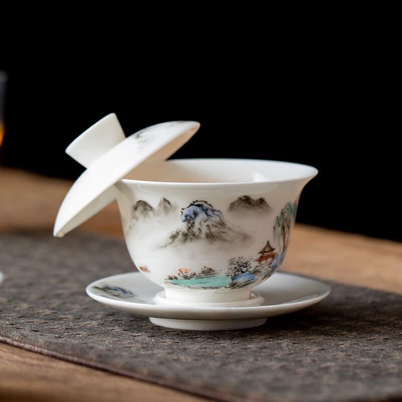 Simeitang Dehua Белый фарфор Hoverable Gaiwan
