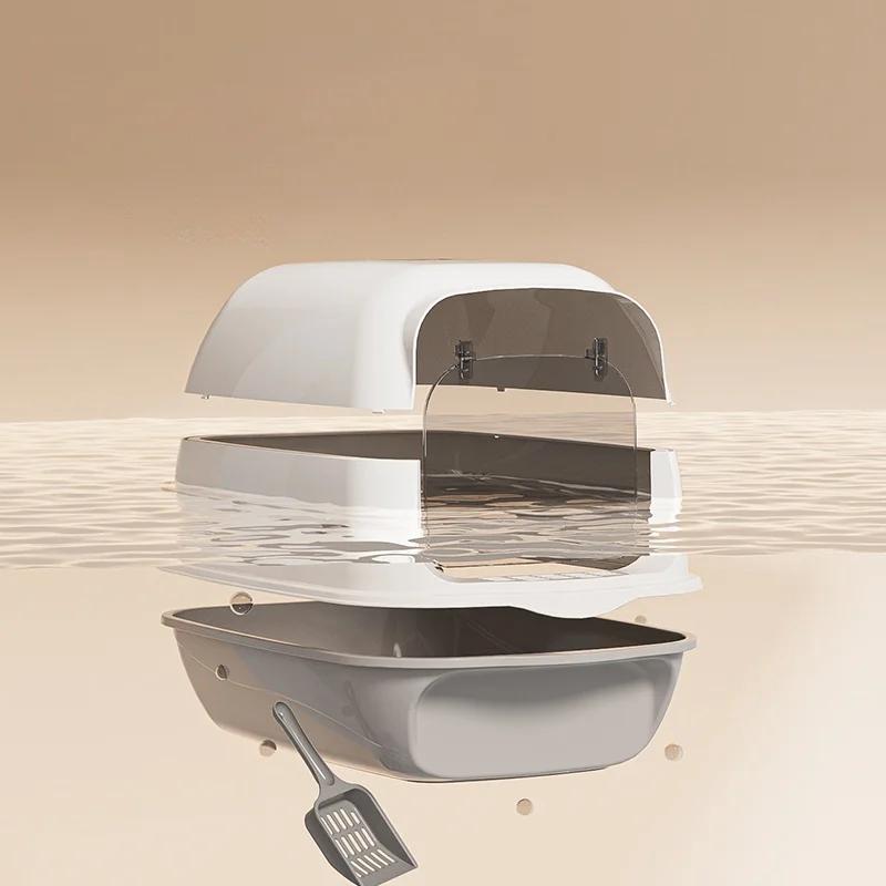 Большой вместительный кошачий туалет, полностью закрытый ящик для хранения, туалет с защитой от брызг, непроливающийся дезодорант для кошачьего туалета, съемное кошачье судно