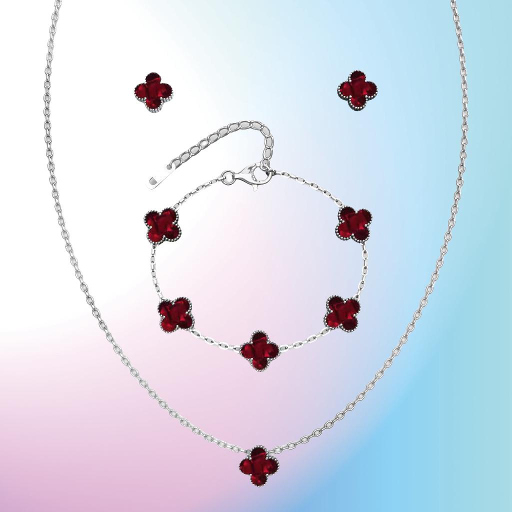 3 шт. универсальный комплект из нержавеющей стали с клевером, женский комплект ожерелья, браслета для ушей, персонализированных аксессуаров