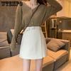 WTEMPO Women Solid Mini Skirts with Belt Summer High Waist Slim A-line Skirts Girl's All-match Casual Short Skirts Streetwear