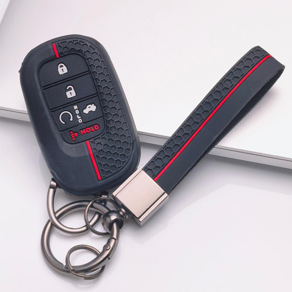 Силиконовый чехол для брелока автомобиля Honda Civic Accord Inspire HRV CRV Pilot Odyssey ZR с брелоком, сотовая текстура, гоночная полоса, чехол для пульта дистанционного управления автомобилем