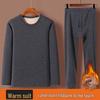 Men's Winter Warm Fleece-Lined Camel Wool Underwear Set - Crew Neck, Quick Heating, for Middle-Aged and Elderly
