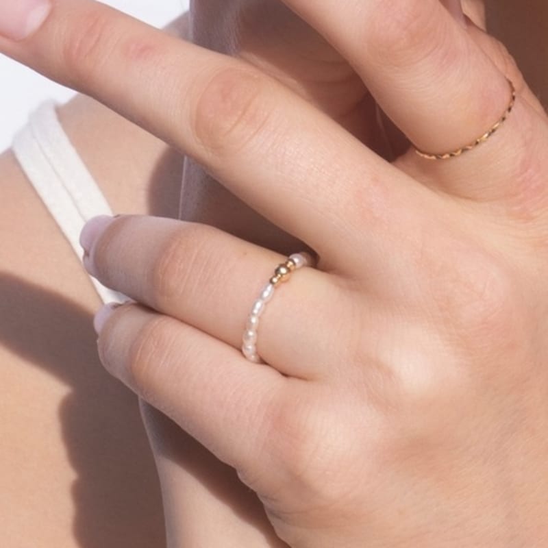 BEFORE MOONRISE [14K] Moonlit Pearl Ring GR4 - band type