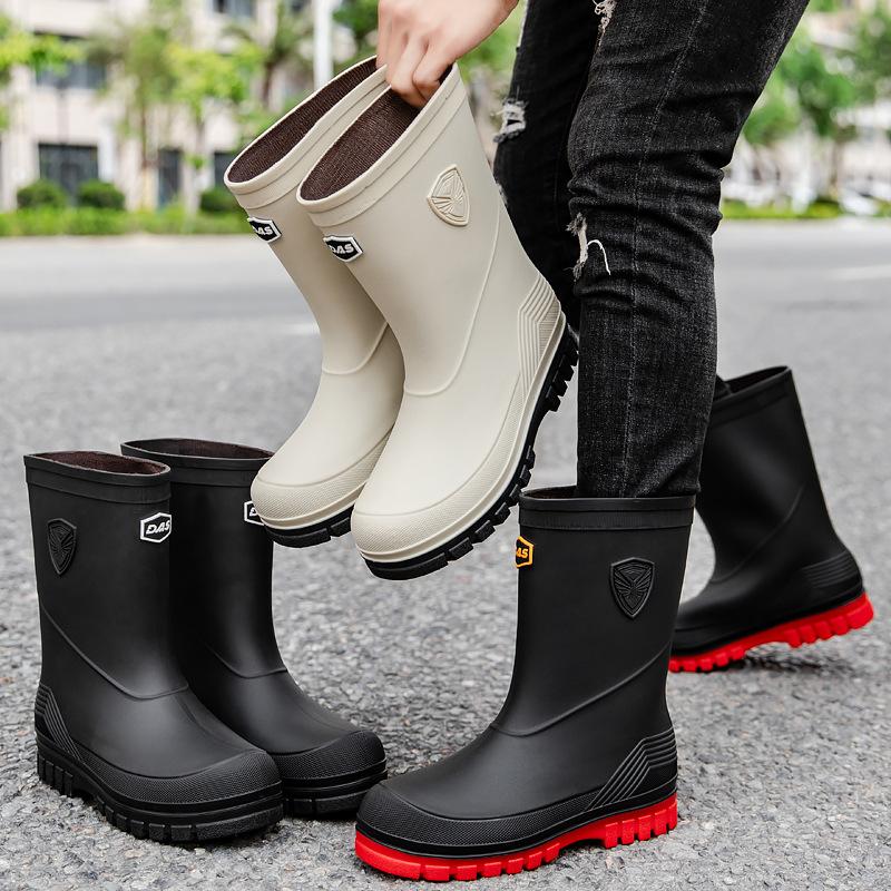 Fashion Men's Waterproof Shoes Rain Boots Medium Tube Korean Version Japanese Rubber Shoes Foot Cover Adult Foreign Trade Export