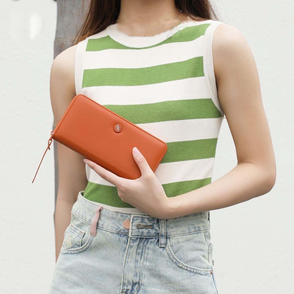 Lightweight Wrist PU Purse Thin Portable Handbag Versatile Solid Color Wallet Daily