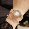 Luxury Women's Wristwatch Silver Watch Bracelet Set Trendy Rhinestone Quartz Watches  Festival Gift