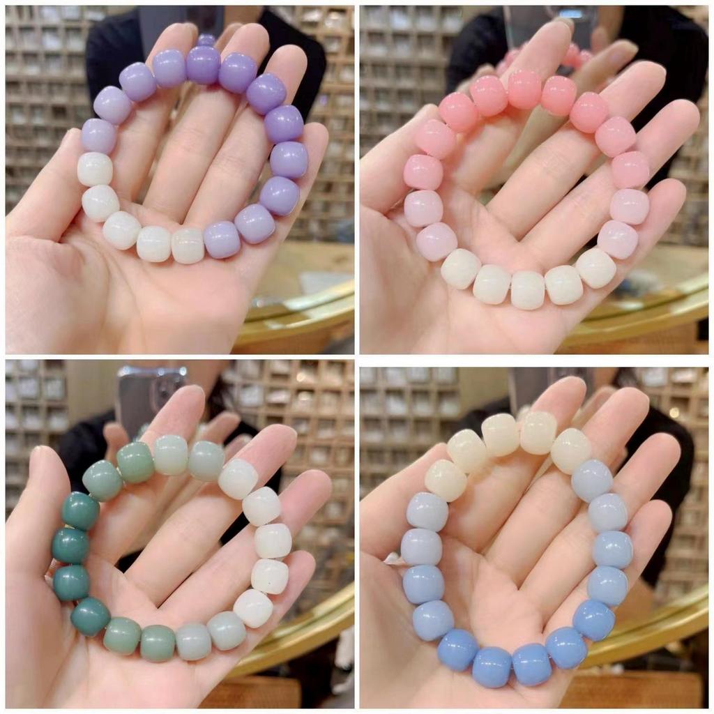 Браслет с градиентом из корня бодхи и нефрита - Украшение из натуральных хрустальных бусин для девочек