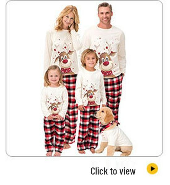 2025 Семейный комплект в клетку с принтом оленей - Осенне-зимний рождественский наряд