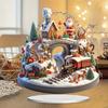 2D Flat Christmas Merry Carousel Christmas Scene Festival Decor Bedroom Office Desktop Ornaments Home Decoration Christmas Gifts