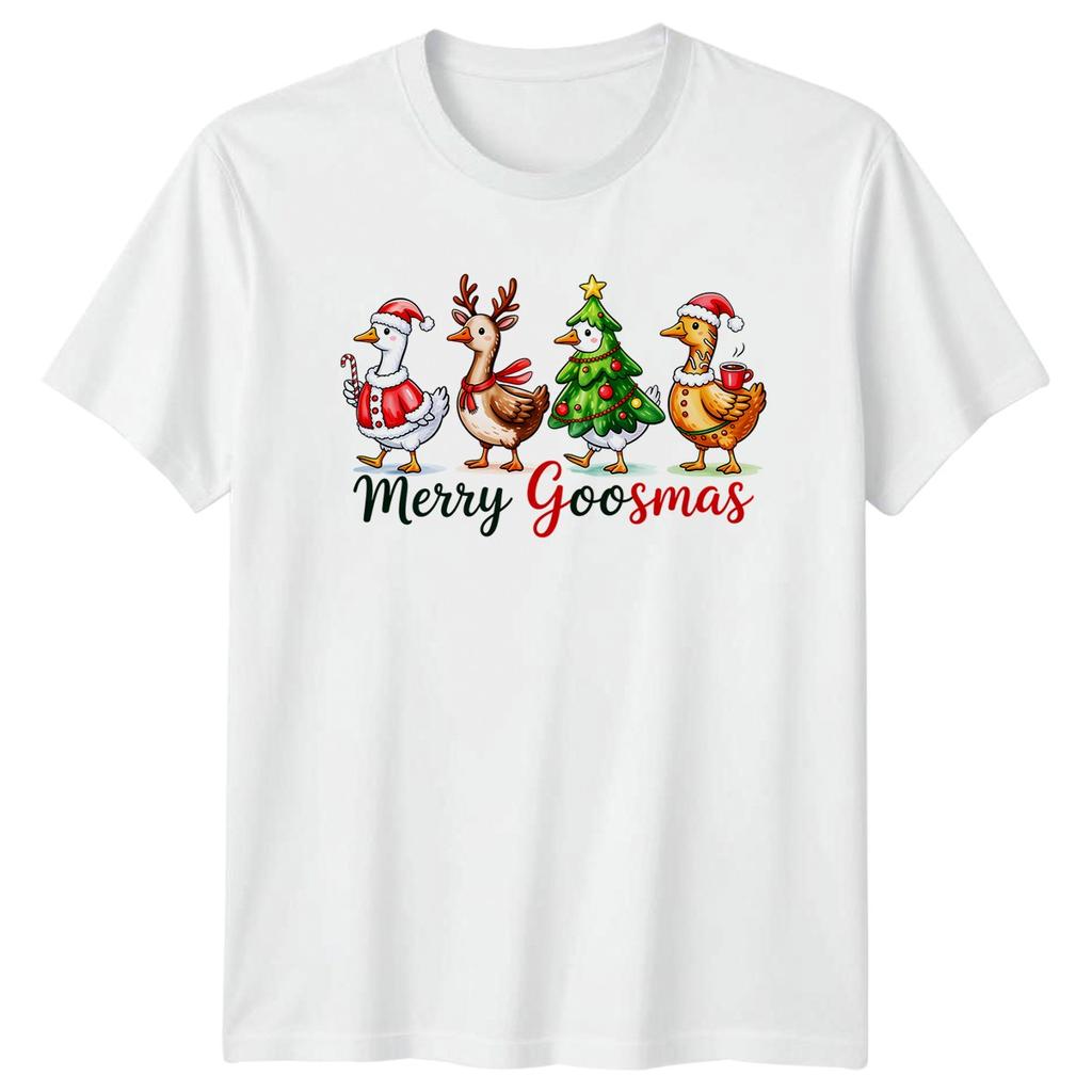 Merry Goosmas Christmas Animals Holiday Unisexs TShirt Unisexs Graphic Tee Funny