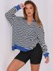 2025 European Autumn/Winter Striped V-neck Loose Fit Women's Sportswear Hoodie