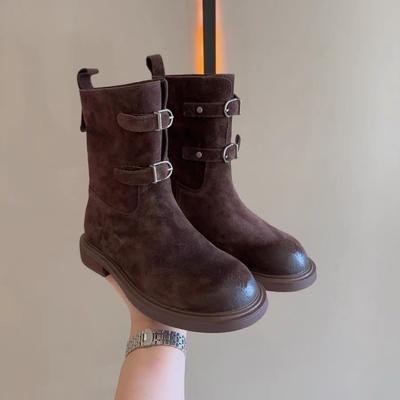 Версия из овчины~ ретро полированная пряжка ремня ковбойские сапоги в западном стиле тонкие короткие ботинки женские ботинки Maillard Martin ботинки-локомотивы