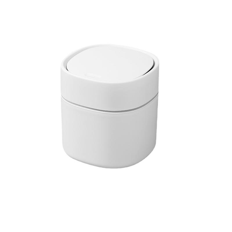 Rice Wood Press-Type Desktop Trash Can for Home, Office, Car - Wastepaper Basket & Storage Bin