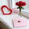 3 Pcs Wooden Heart Centerpiece Valentine's Day Romantic Heart Shape Sign for Table Fireplace Wedding Party Home Decor