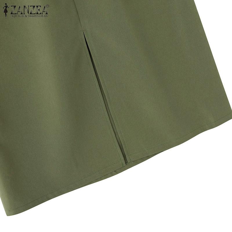 ZANZEA Повседневная длинная юбка с эластичной талией и карманами