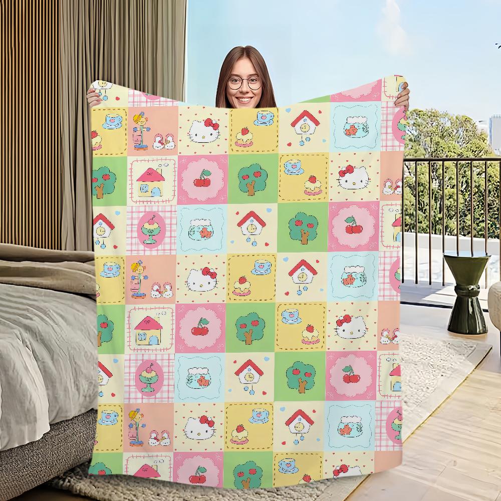 Одеяло теплое мягкое Hello плюшевое K-KittyS мультяшное каваи одеяло для милого дивана гостиной офиса спальни путешествий подарок Фланель