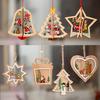Natural Wood Christmas Tree Ornament Xmas Hanging Pendants Star Xmas Tree Bell Christmas Decorations For Navidad