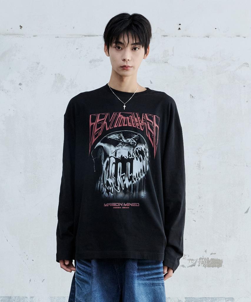 MAISON MINED Черная футболка с длинным рукавом