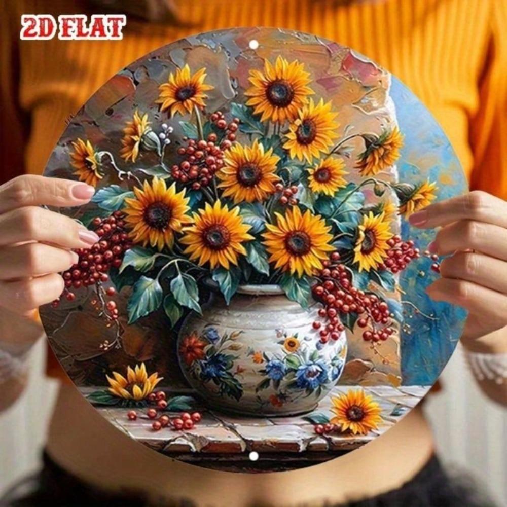 Круглая металлическая настенная art подсолнух Рустикальный декор для кухни 20 см