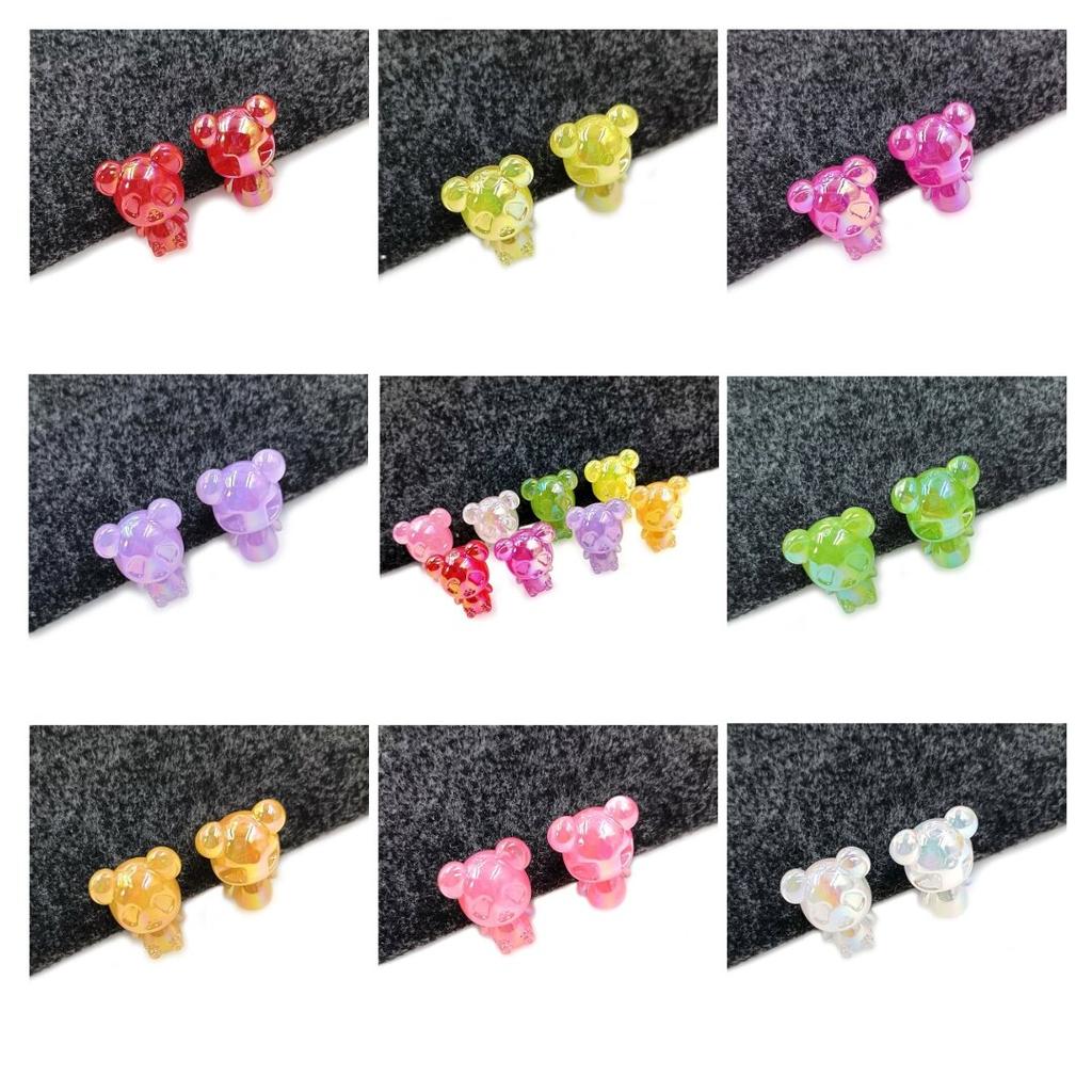 Fashion Handmade Accessories Back Hole Jewelry Material 5pcs Stereo Panda Beads DIY Earrings Necklace UV Phantom Color Accessories
