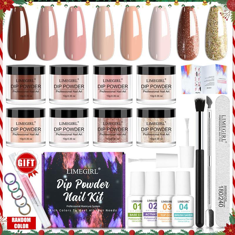 Набор для маникюра с dipping powder, 24 цвета, с блестками, акриловый набор для ногтей, DIY, шкатулка с инструментами для маникюра, порошок для нейл-арта