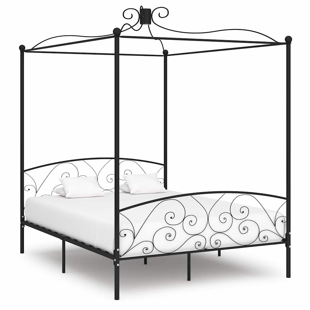 Black Metal Canopy Bed Frame 180 x 200 cm