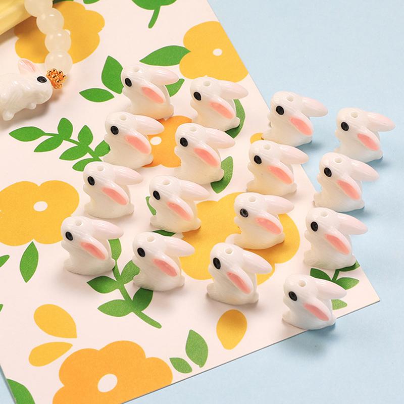 Белый керамический мультяшный абстрактный кролик, бусины ручной работы, ювелирные аксессуары