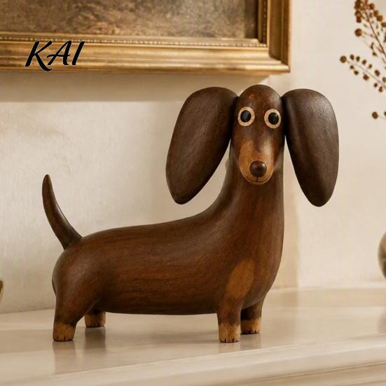 Retro Home Ornaments Dachshund Dog Figurine, Cute Puppy Statue, Minimalist Desktop Ornament, Small Sculptures for Decorative Tabletop Sculpture Living