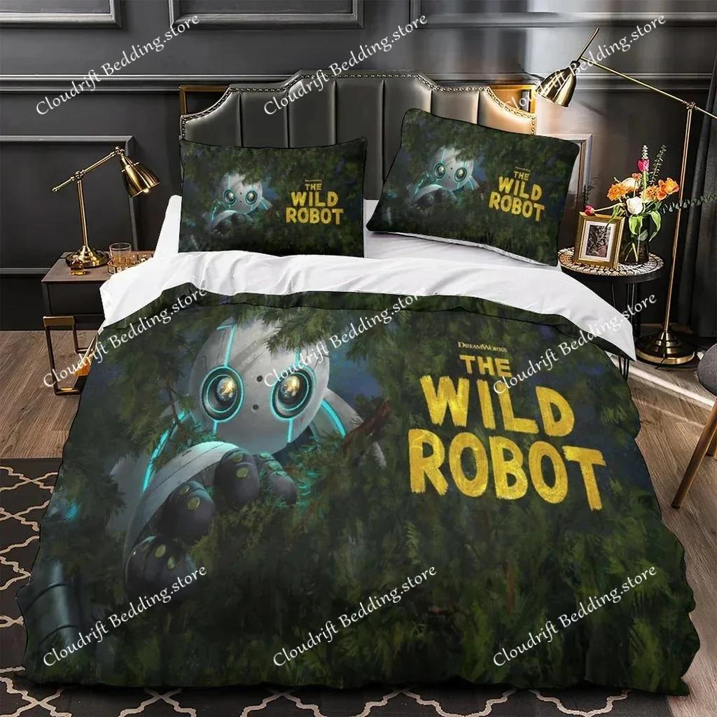 Cartoon The Wild Robot 3D Printed Duvet Case Pillowcase Bedding Set Twin Full Queen King Size For Bedroom Decor Luxury Gift026