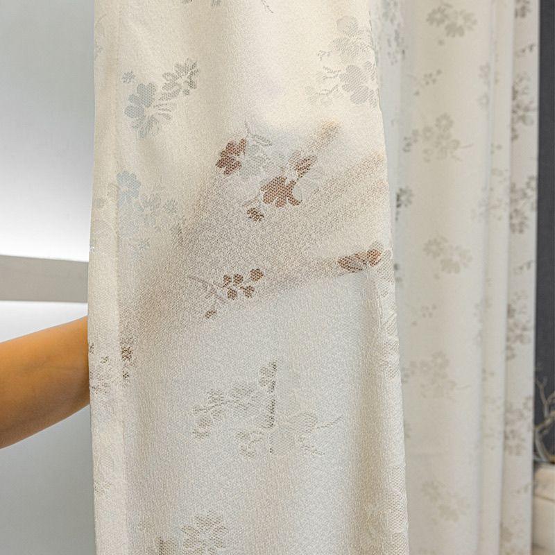 Белые вышитые прозрачные шторы с персиковым цветком, полупрозрачные для спальни и гостиной, шторы для гостиной | Элегантное оформление окна |