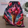 1 Bright Watermelon and Chocolate Ice Cream Print Flannel Blanket - Perfect for Beds, Sofas, Offices, Travel, Decor, Chairs
