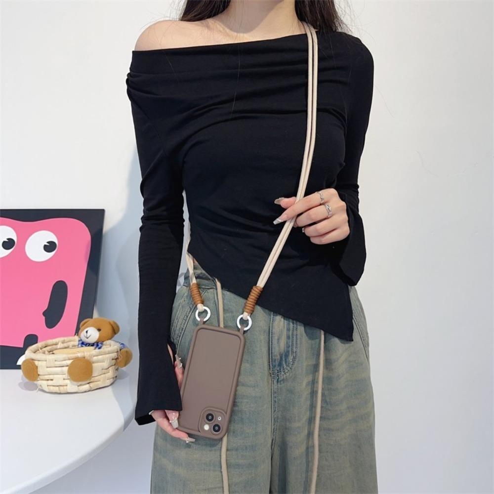 Противоударный чехол для телефона для iPhone 16 14 13 15 12 11 Pro Max X XR XS 7 8 Plus SE 2020 2022 с ремешком-шнурком через плечо, мягкая крышка