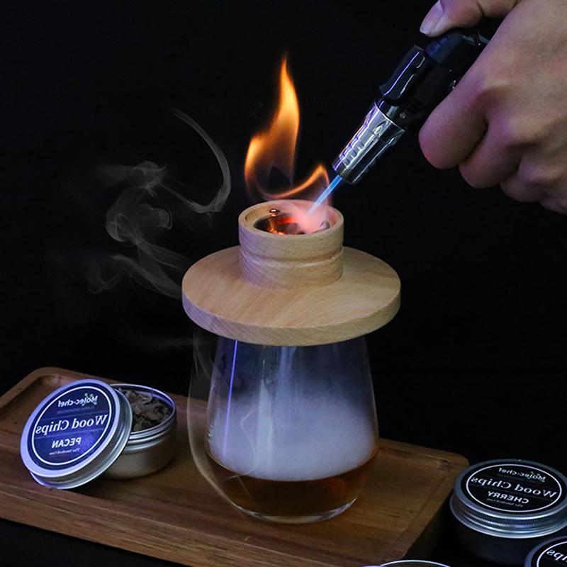 2025 Коптильня из массива дерева A Набор коктейльной деревянной коптильни в виде летающей тарелки для виски и алкогольных напитков