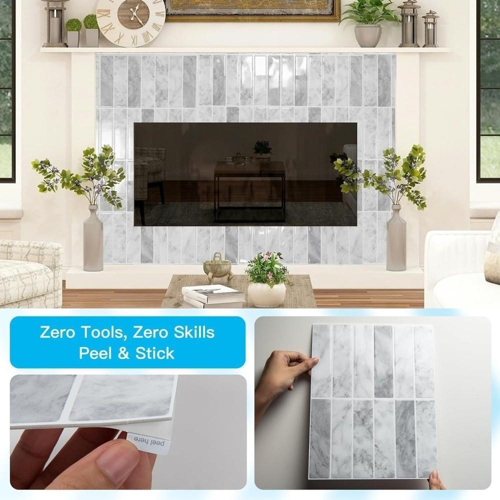 12PCS 2D Print Wall Decal Self Adhesive Cover Sheet Multi Pattern Tile Sticker Cabinet Refit
