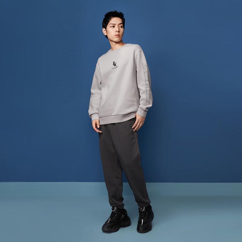 HLA Black Whale Men's Letter Print Crewneck Sweatshirt