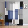 Navy Blue Black Abstract Tulle Curtains Kitchen Door Curtain Chiffon Sheer Voile Christmas Curtains For Living Room