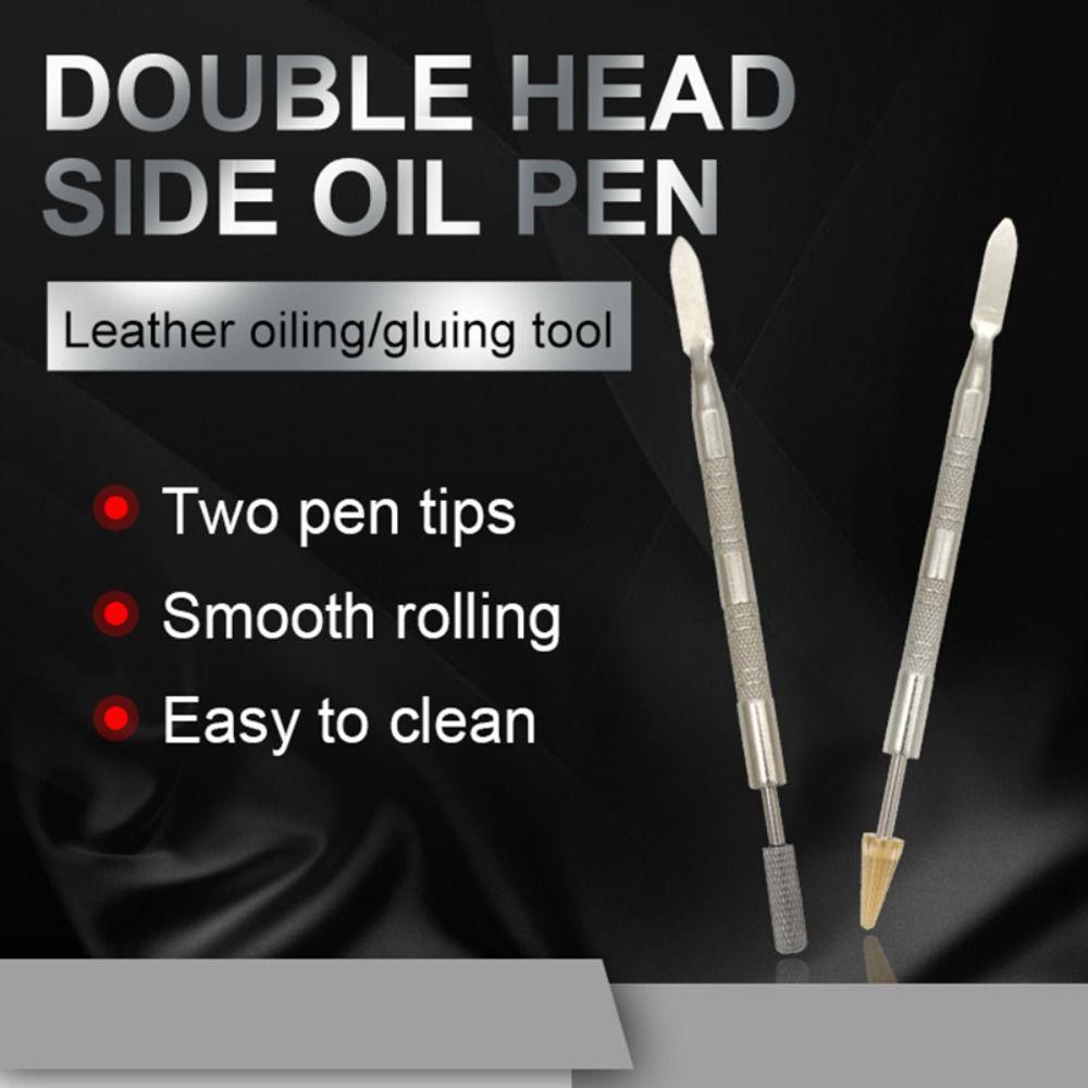 Stainless Steel Leather Edge Oil Pen Double Head Paint Roller Stick Gluing Dye Pen  Leather
