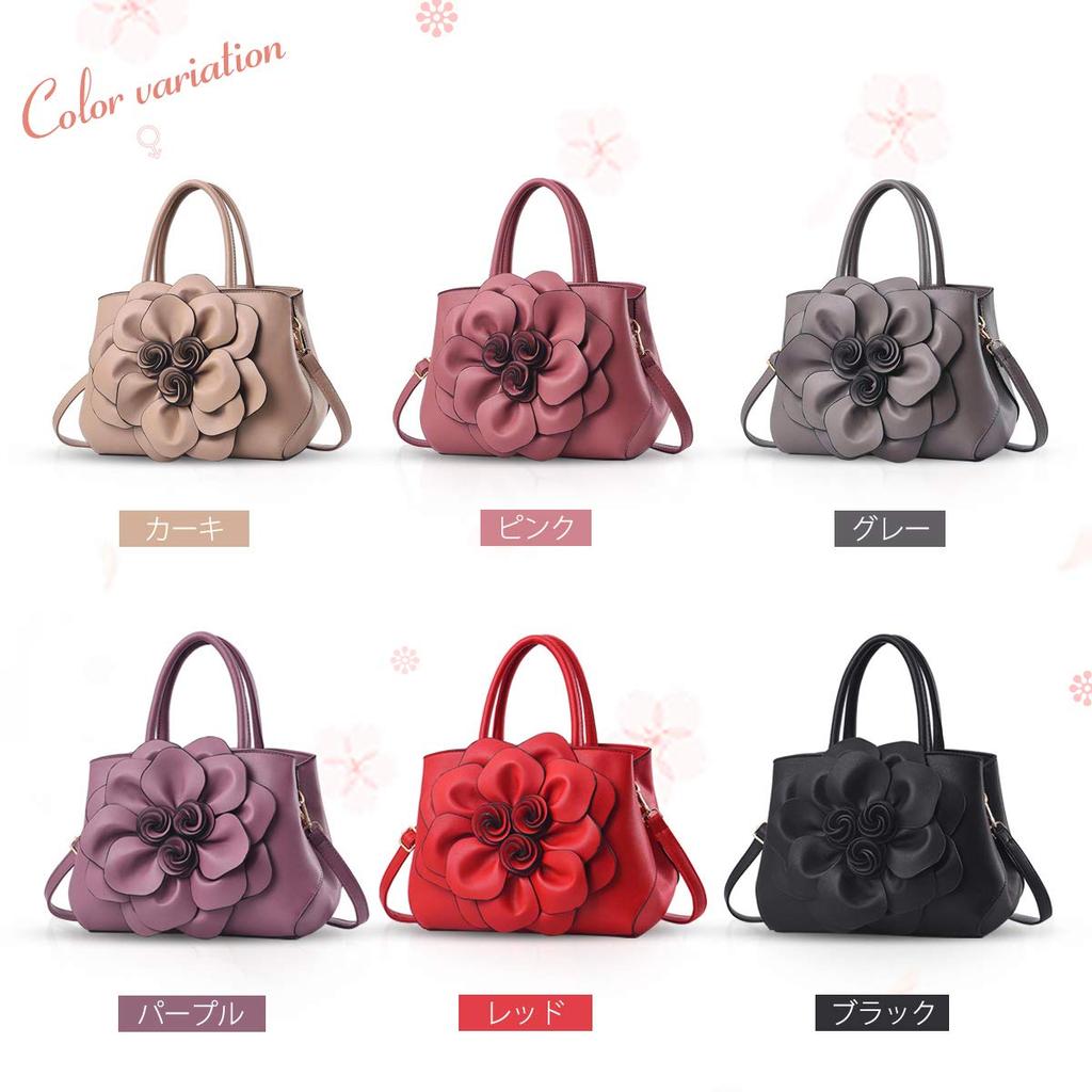 NICOLE & DORIS Women's 3D Flower Handbag, 2-Way Shoulder Bag, Waterproof, with Studs, Delicate and Elegant Design, Stylish and Cute PU Leather