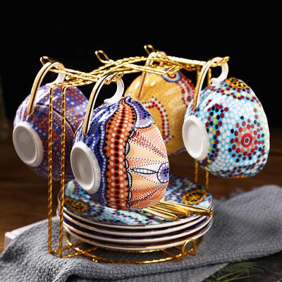 Металлическая подставка для кофейных чашек и блюдец Вмещает 6 кофейных чашек 6 тарелок Кухонная сушилка Современный держатель для кружек Настольная подставка