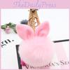 Элегантный Помпон Пушистый Женский Кроличьи Ушки Меховой Шарик Кольца для Ключей Брелок для Сумки Подвеска