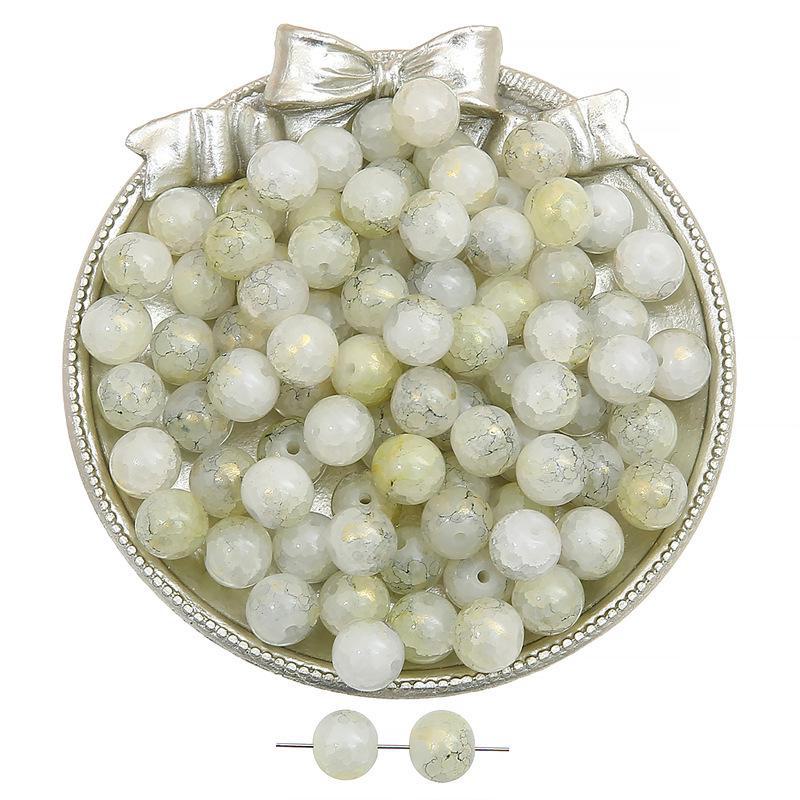 Комплект браслетов из бисера Summer Jelly Gold Glitter: Двойные стеклянные круглые бусины и полусахарные пузырчатые бусины