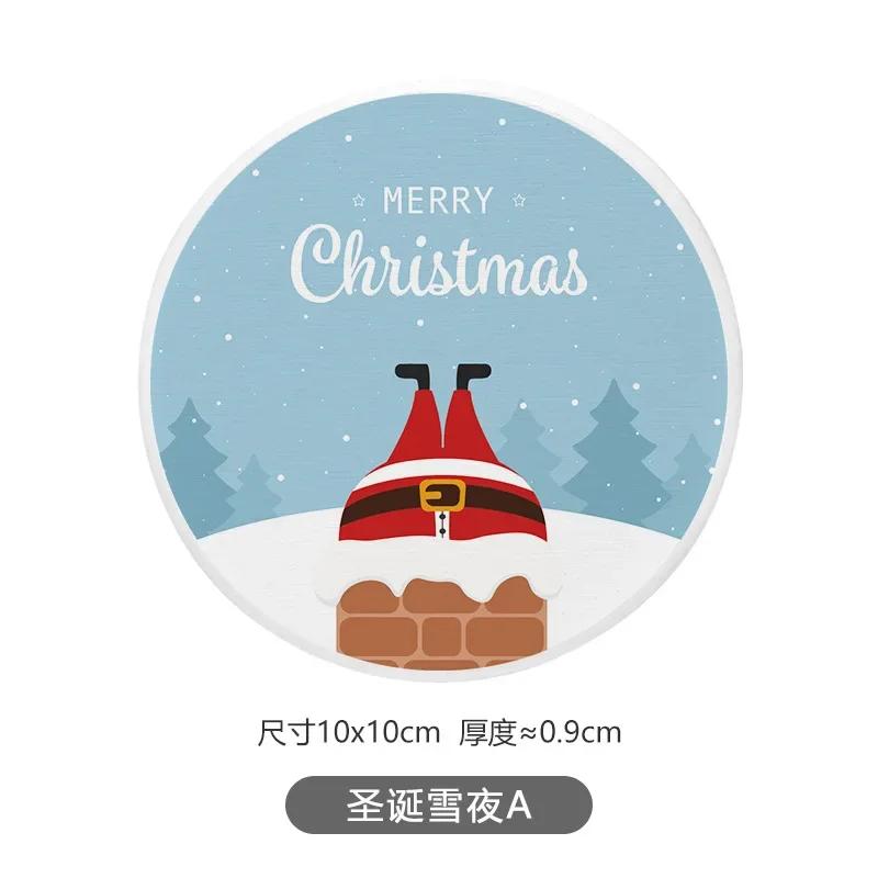 Рождественские диатомитовые впитывающие подставки мультяшный снеговик противоскользящие высокотемпературные подставки для чашек теплоизоляция горячая подставка декор стола