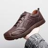Весенне-осенняя кожаная обувь, мужская обувь из натуральной кожи, большие размеры, мужские дышащие туфли из мягкой кожи с низким берцем и сухожильной подошвой с неглубоким горлом