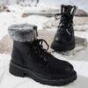 Горячая Распродажа обуви для женщин на шнуровке женские ботинки зимние плюшевые флиса для тепла круглый носок короткие бочонки толстые каблуки больших размеров