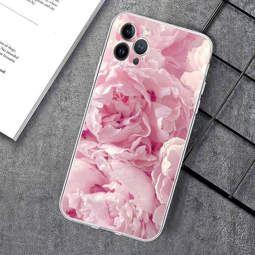 Элегантный Чехол для Телефона с Пионами Розово-Фиолетового Цвета Для IPhone 15 14 11 12 13 Mini Pro XS Max Чехол 6 7 8 Plus X XR SE 2020 Funda Shell