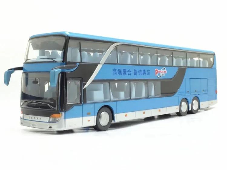 1:32 High Quality Alloy Business Bus Model Metal Diecasts Simulation Luxury Double Sightseeing Bus Pull Back Car Toys For Kids