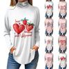 Женская свободная водолазка с принтом ко Дню святого Валентина, футболка с длинными рукавами, топ и джемпер